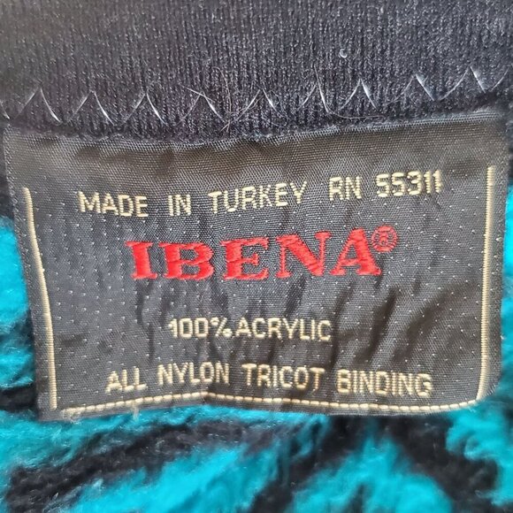 VTG Ibena Reversible Southwestern Blanket Tribal Design 58"x73" Made In Turkey - Picture 3 of 12